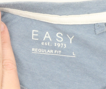 EASY Blue Graphic Huntington California Crew Neck Men's T-Shirt L Regular Fit