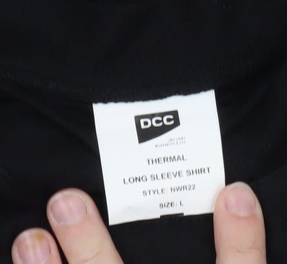 DCC Men's Black Thermal Long Sleeve Crew Neck T-Shirt Size L