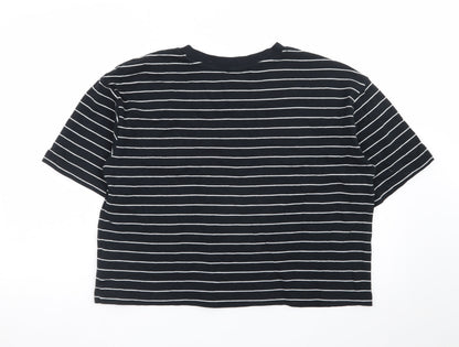 Marks and Spencer Women's Black Striped Cotton T-Shirt Size 14