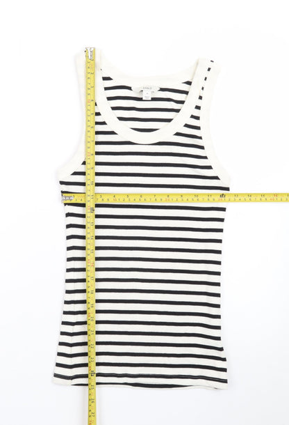 Marks and Spencer Women Black Striped Cotton Tank Top Size 10