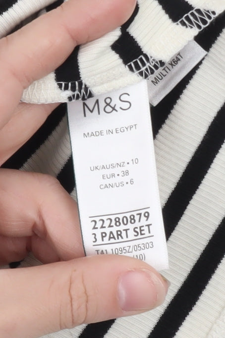 Marks and Spencer Women Black Striped Cotton Tank Top Size 10