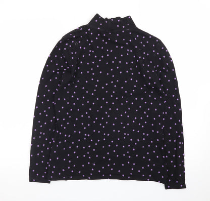 Marks and Spencer Womens Black Star Print Cotton Roll Neck Top Size 14
