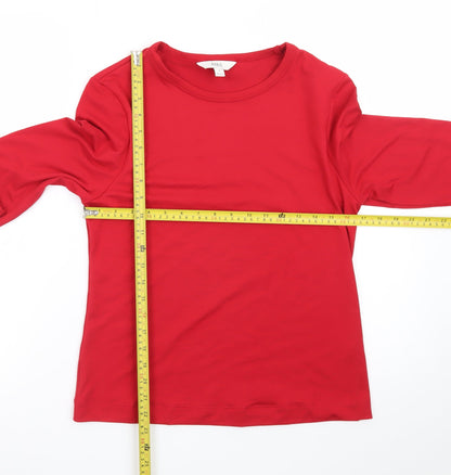 Marks and Spencer Women's Red Long Sleeve Basic Jersey T-Shirt Size 14