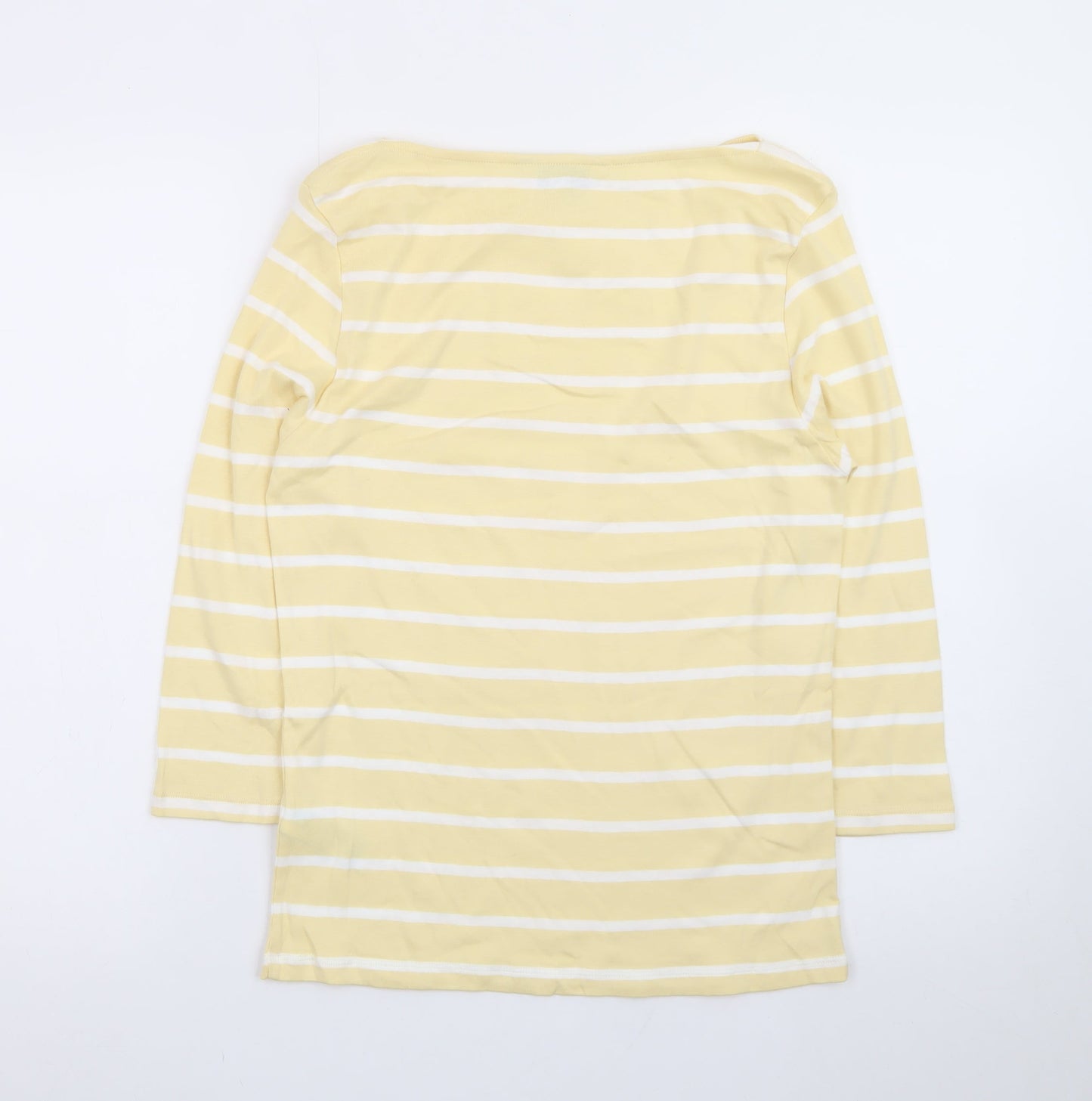 Marks and Spencer Women’s Yellow Striped 3/4 Sleeve Cotton T-Shirt Size 12