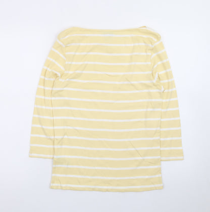 Marks and Spencer Women’s Yellow Striped 3/4 Sleeve Cotton T-Shirt Size 12