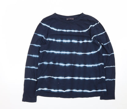 Marks and Spencer Women’s Blue Tie-Dye Long Sleeve Cotton T-Shirt Size 10