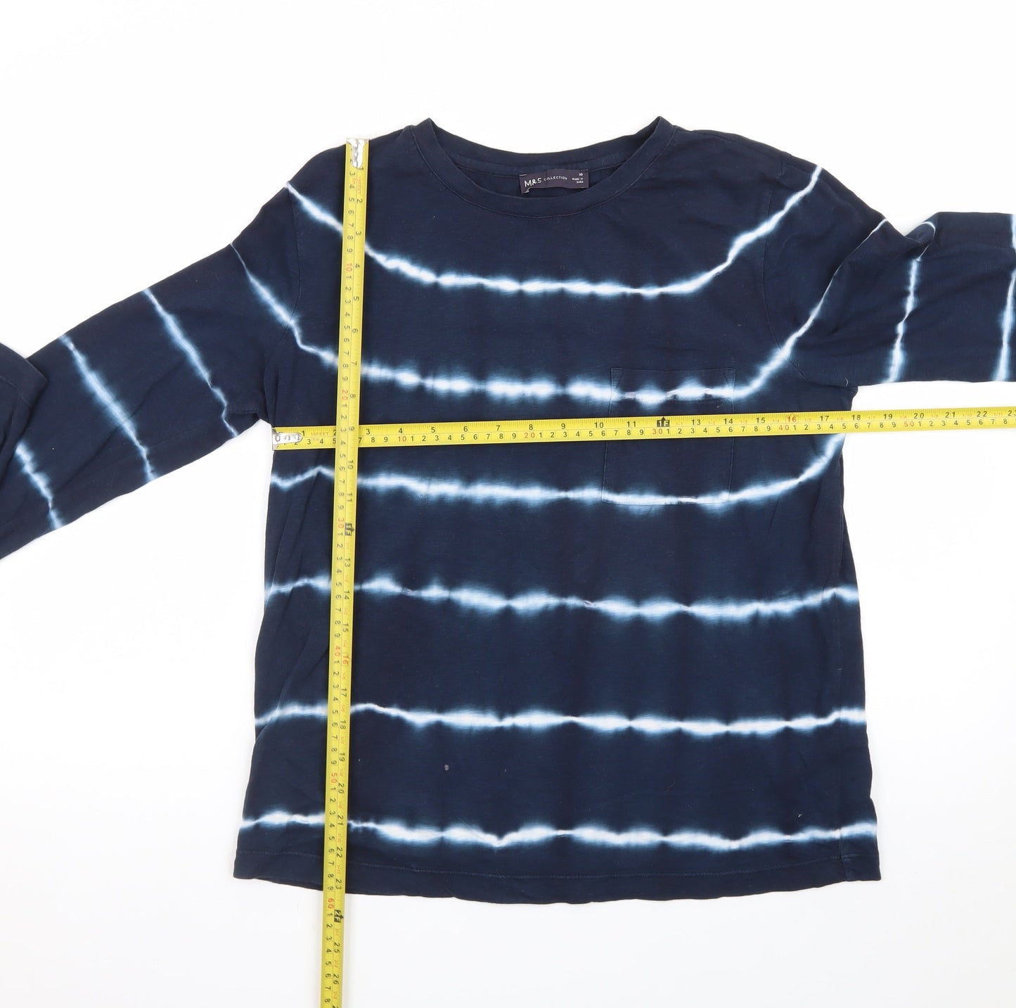 Marks and Spencer Women’s Blue Tie-Dye Long Sleeve Cotton T-Shirt Size 10