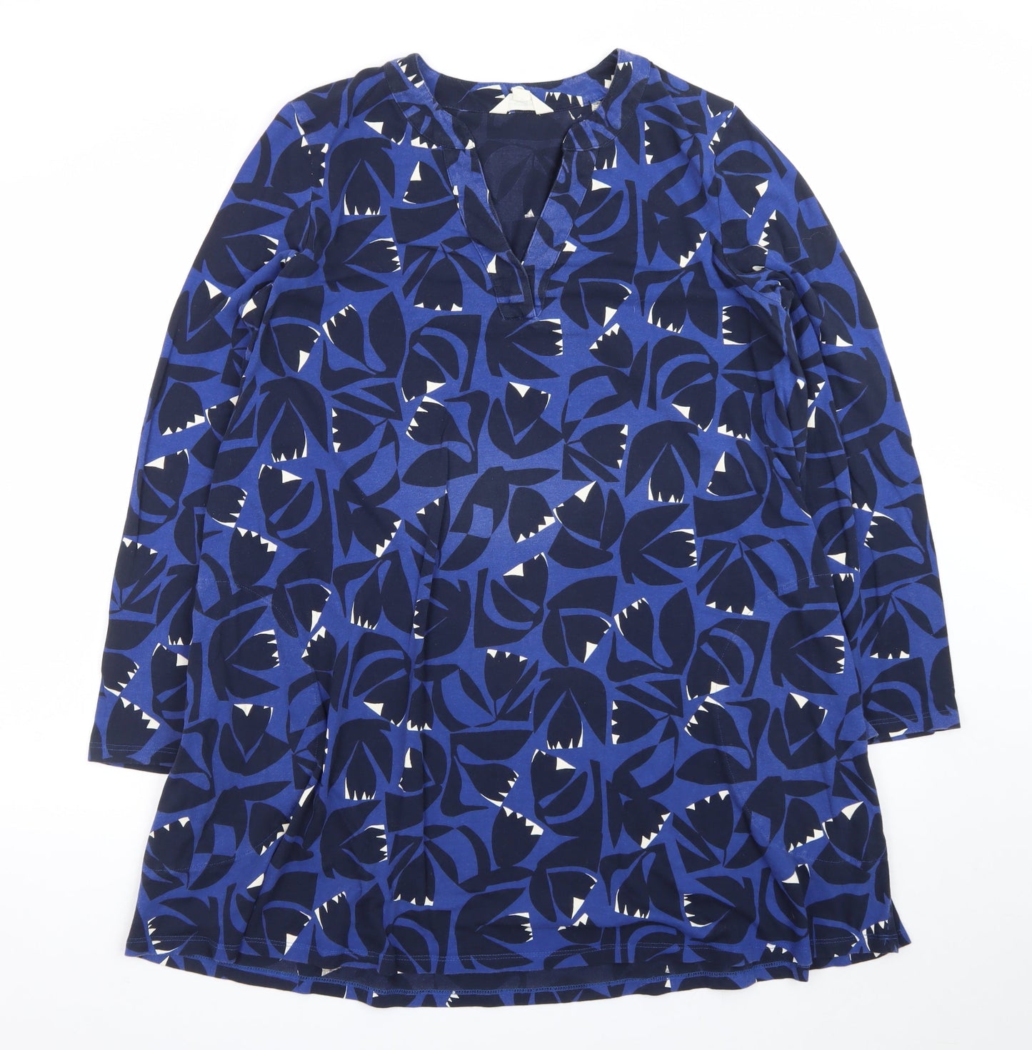 Seasalt Cornwall Women’s Blue Floral Shift Dress Size 16 Cotton
