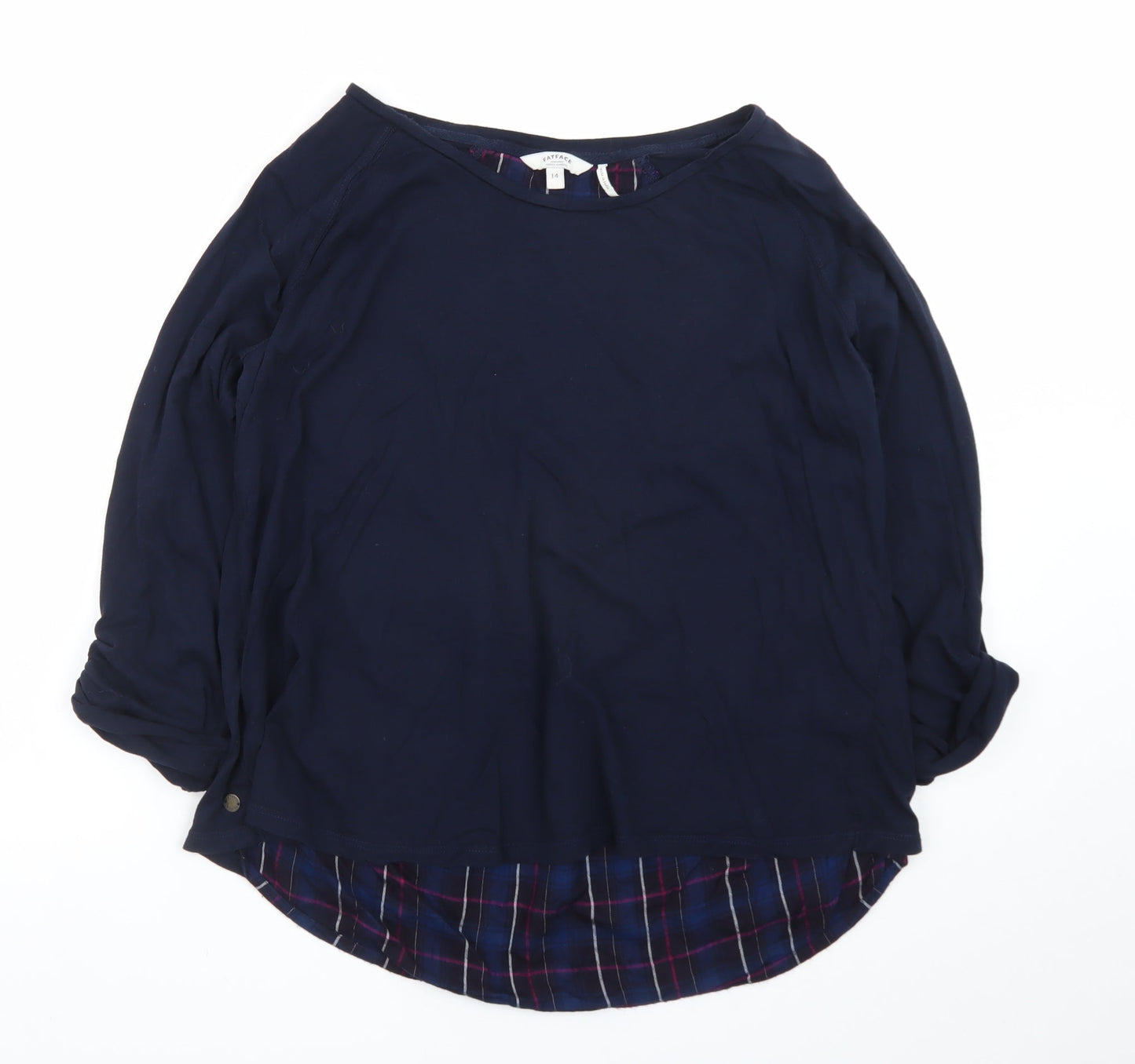 FatFace Women’s Blue Plaid Layered Tunic Blouse Size 14
