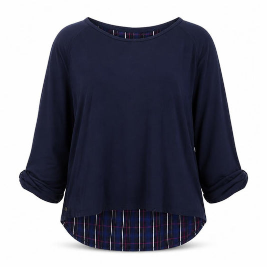 FatFace Women’s Blue Plaid Layered Tunic Blouse Size 14
