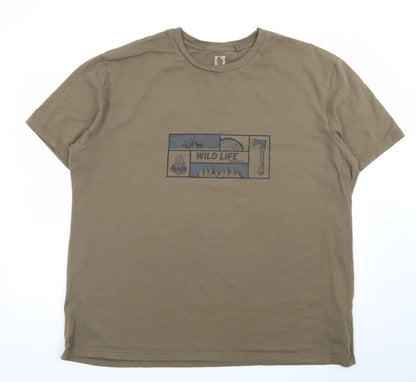 Decathlon Men’s Khaki 3XL Cotton Wildlife Graphic T-Shirt