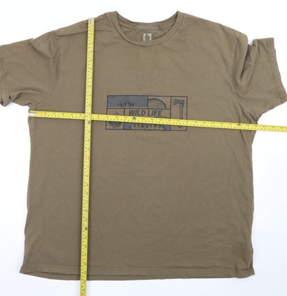 Decathlon Men’s Khaki 3XL Cotton Wildlife Graphic T-Shirt