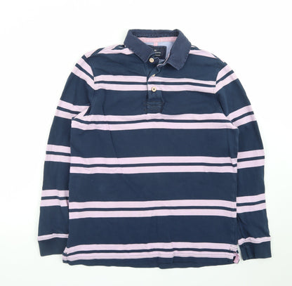 Marks and Spencer Blue Harbour Men’s Blue Striped Long Sleeve Polo M