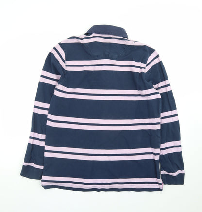 Marks and Spencer Blue Harbour Men’s Blue Striped Long Sleeve Polo M