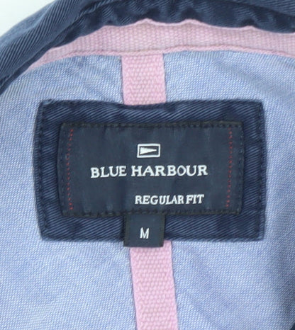 Marks and Spencer Blue Harbour Men’s Blue Striped Long Sleeve Polo M