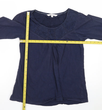 Fat Face Women's Blue Cotton Tunic Blouse Size 12 3/4 Sleeve