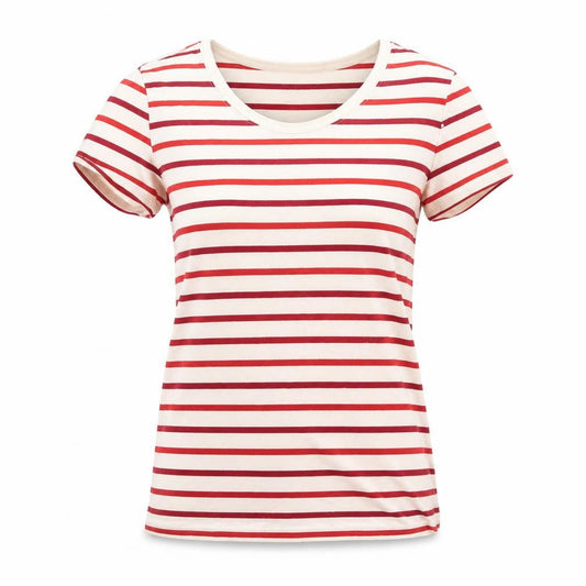 GAP Women Red Striped Cotton Short Sleeve Crew Neck T-Shirt XS