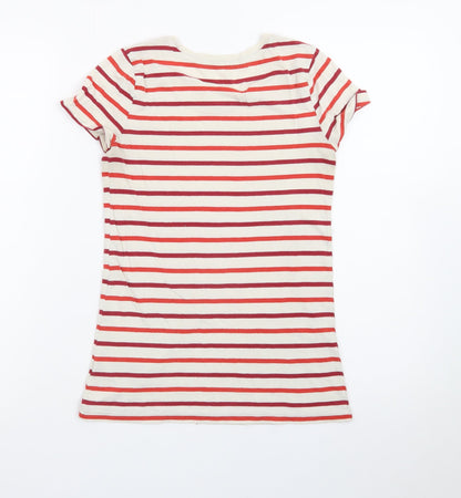 GAP Women Red Striped Cotton Short Sleeve Crew Neck T-Shirt XS