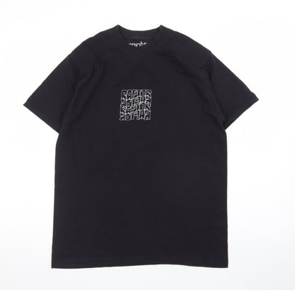 Raptor Men's Black Small Graphic Print Cotton T-Shirt