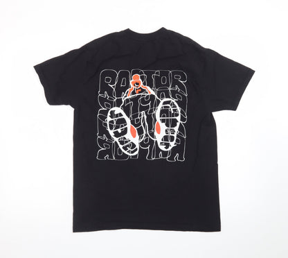 Raptor Men's Black Small Graphic Print Cotton T-Shirt