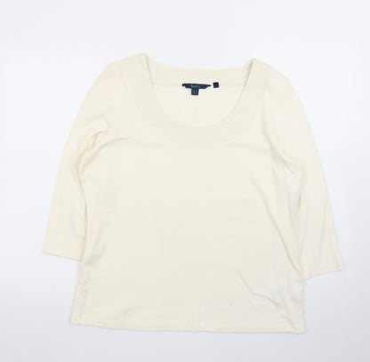Boden Women’s Ivory 3/4 Sleeve Scoop Neck Cotton T-Shirt Size 10