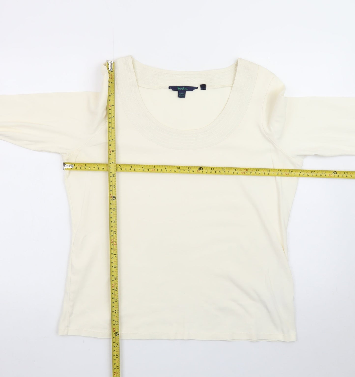 Boden Women’s Ivory 3/4 Sleeve Scoop Neck Cotton T-Shirt Size 10