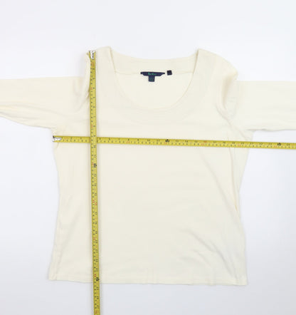 Boden Women’s Ivory 3/4 Sleeve Scoop Neck Cotton T-Shirt Size 10