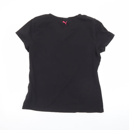 Puma Womens Black Short Sleeve Crew Neck T-Shirt Size 14