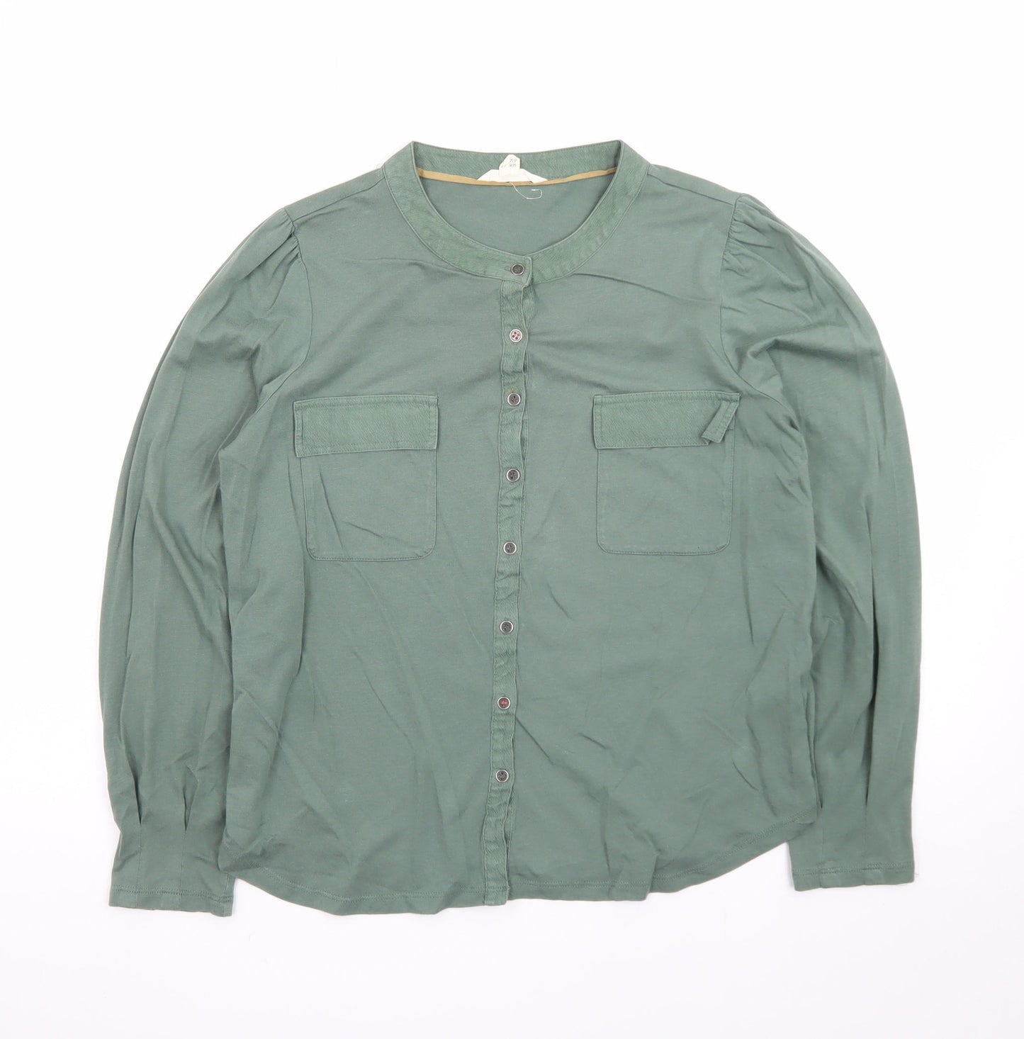 White Stuff Women's Green Cotton Button-Up Shirt Size 12