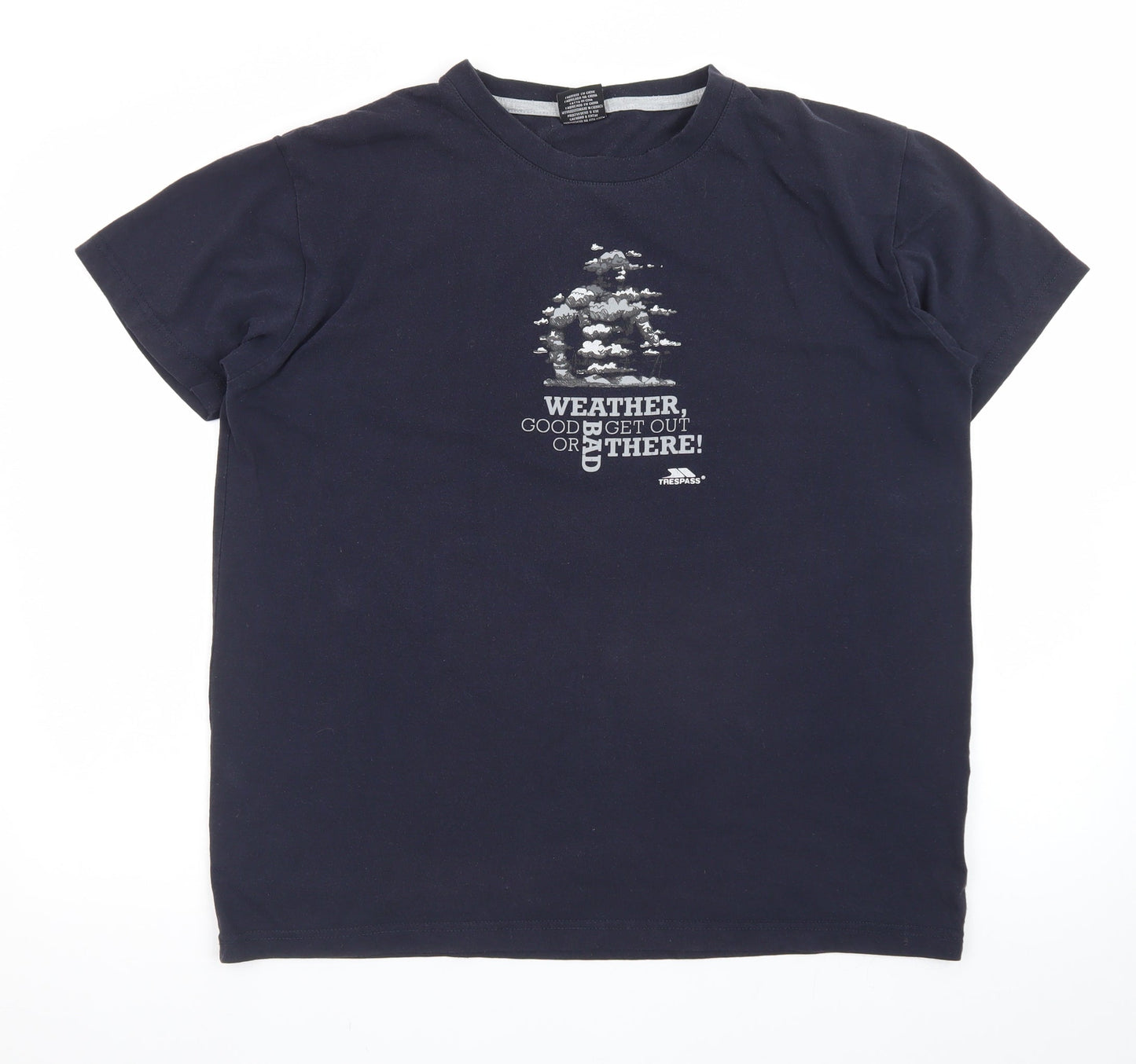 Trespass Mens Blue Graphic Outdoor T-Shirt Size M Lightweight Cotton