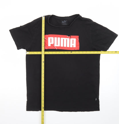 Puma Men's Black Logo Short Sleeve Cotton T-Shirt Size M