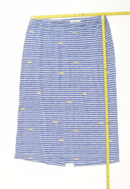 Seasalt Cornwall Women Blue Striped Cotton Stretch Skirt Size 14