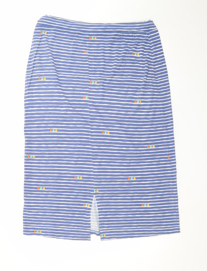 Seasalt Cornwall Women Blue Striped Cotton Stretch Skirt Size 14