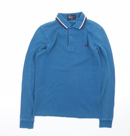 Fred Perry Men's Blue Long Sleeve Slim Fit Polo Shirt XS