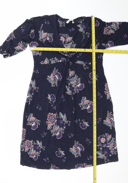 Fat Face Women's Blue Floral Knee Length A-Line Dress Size 14
