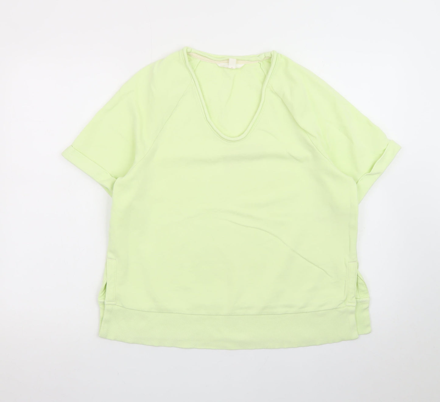 Marks and Spencer Per Una Women's Green Cotton Short Sleeve T-Shirt Size S