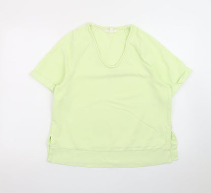 Marks and Spencer Per Una Women's Green Cotton Short Sleeve T-Shirt Size S