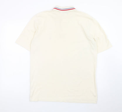Yves Saint Laurent Men’s Ivory Polo Shirt L Classic Collared Cotton Blend