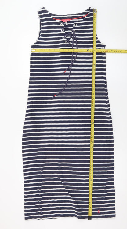 Joules Women Blue Striped Shift Dress Size 12 Sleeveless Jersey
