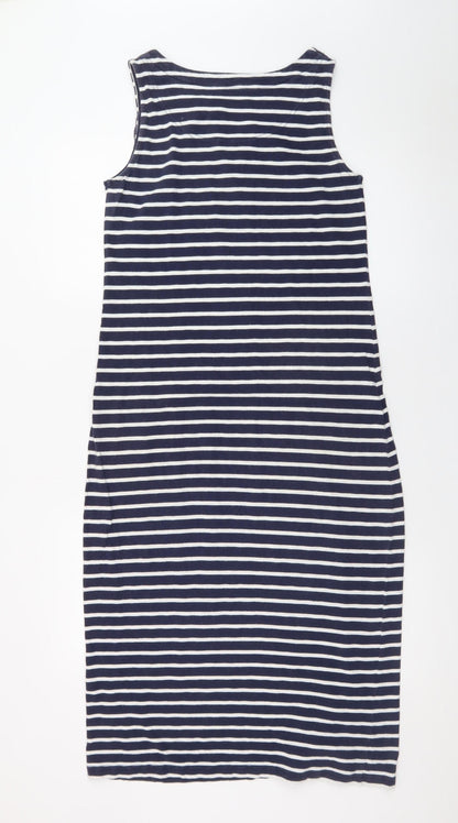 Joules Women Blue Striped Shift Dress Size 12 Sleeveless Jersey