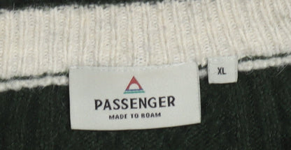 Passenger Men Green XL Cable Knit Crew Neck Pullover Jumper