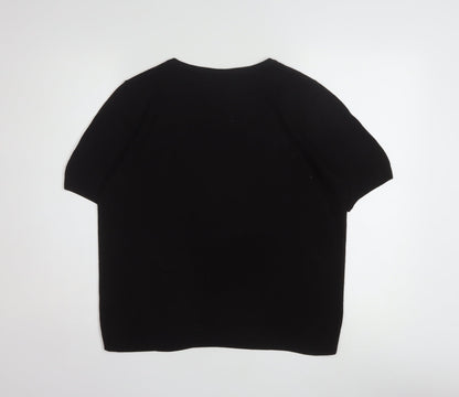 Marks and Spencer Womens Black Short Sleeve Knit Jumper Size 16