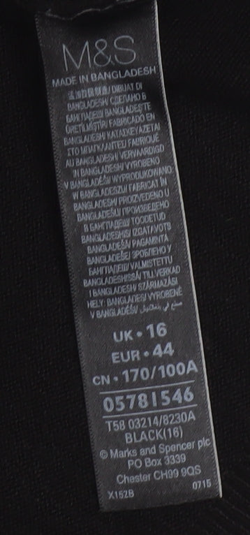 Marks and Spencer Womens Black Short Sleeve Knit Jumper Size 16