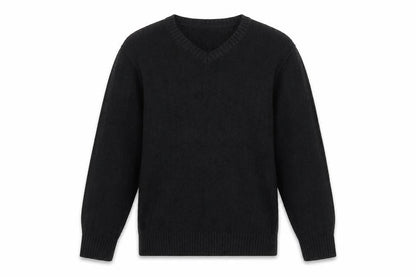 Lands' End Men's Black Cotton V-Neck Cable-Knit Jumper Size L