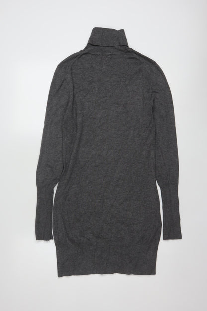 Tezenis Women Grey Slim Fit Roll Neck Long Sleeve Tunic Jumper S
