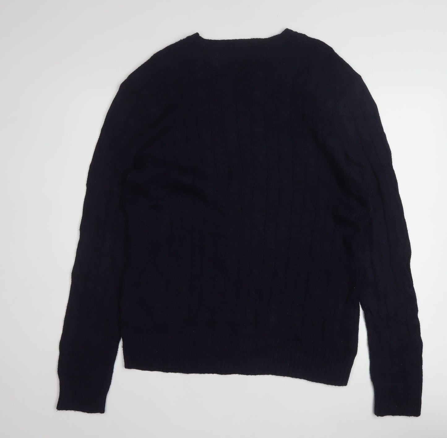 Polo Ralph Lauren Men's Blue Cable-Knit Cotton Jumper M