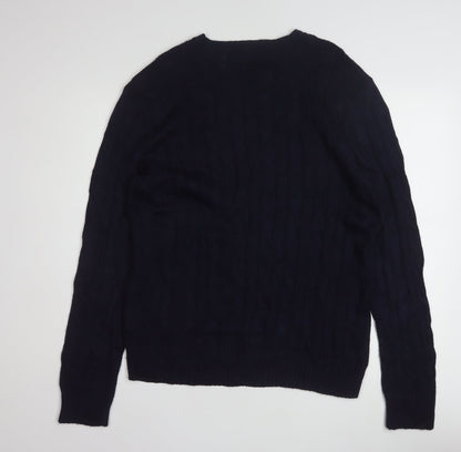 Polo Ralph Lauren Men's Blue Cable-Knit Cotton Jumper M