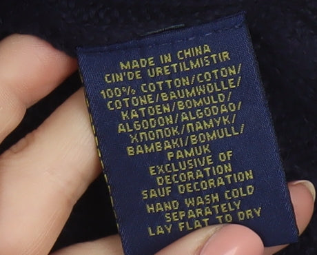 Polo Ralph Lauren Men's Blue Cable-Knit Cotton Jumper M