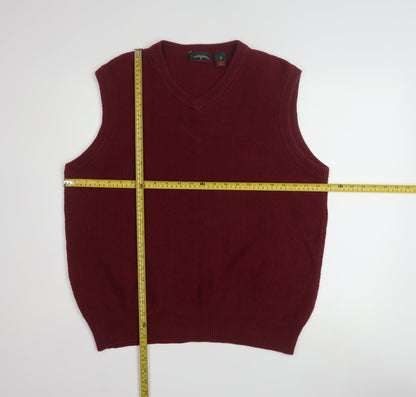 Saddlebred Men Red Cotton Knit V-Neck Sleeveless Vest L