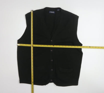 Chaps Men's Black Cotton V-Neck Sleeveless Vest Jumper L